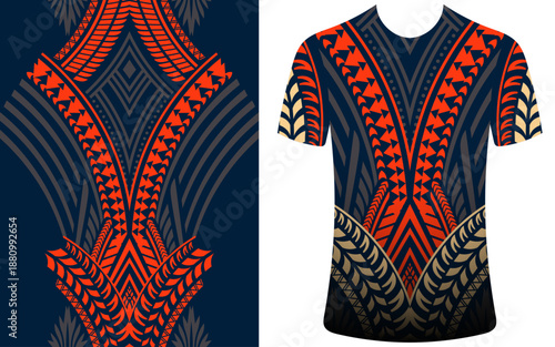 Vibrant Polynesian Tribal Art Seamless Pattern for T-Shirt, Jersey and Apparel Sport Fashion Vector. Traditional Tribal Tattoo Style Dress Vector Template, Maori, Samoan, African, Traditional Jersey.