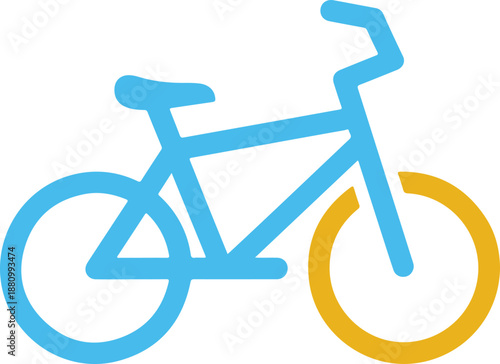 Simple Bicycle Illustration with Blue Frame and Yellow Wheels for Eco-friendly Transport Design