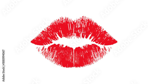 A vibrant red lipstick kiss mark on transparent background