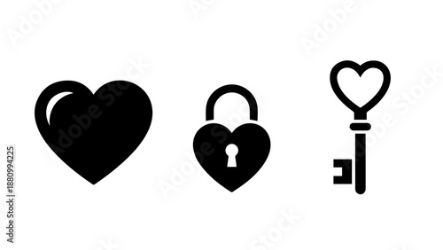 Symbols of love and security isolated on white background, Vector