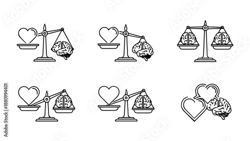 Balances of justice and love isolated on white background, Vector