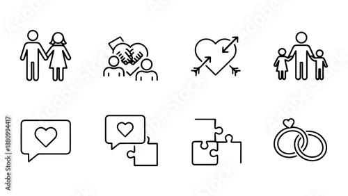 Illustrations of social interaction and connection isolated on white background, Vector