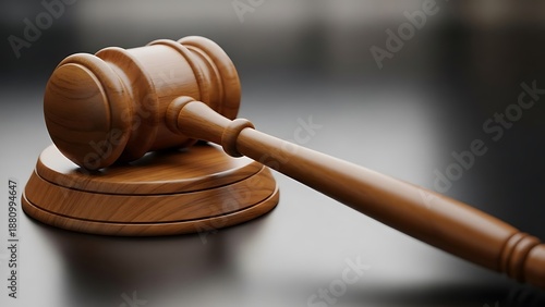 Wooden gavel resting on sound block illustration