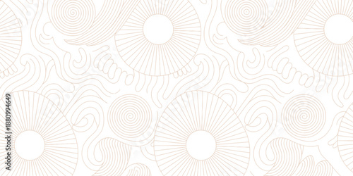 Subtle beige dots on a clean white background with a delicate swirling line pattern