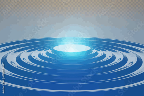 Abstract blue ripples emanating from a luminous center creating a serene and futuristic visual