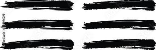Six black brushstroke lines on a white background