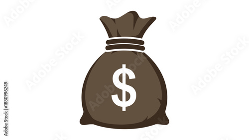 Brown Money Bag with Dollar Sign.
