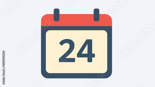 Calendar Icon with Date Twenty Four.