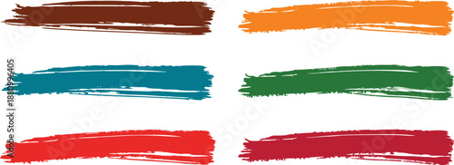 Colorful brush strokes in brown orange blue green red