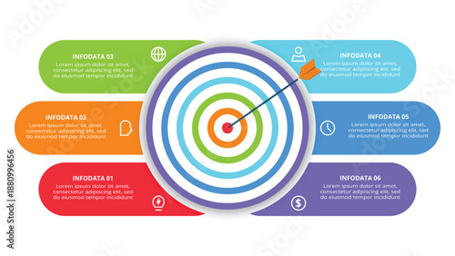Abstract of graph, diagram with 6 steps, options, parts or processes. Vector business template for presentation