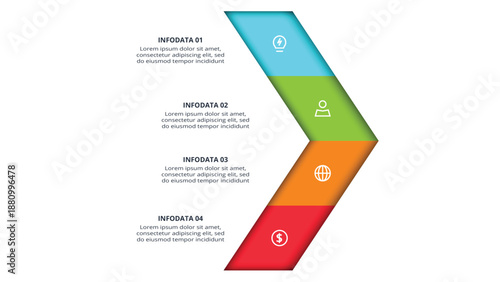 Abstract arrows of graph, diagram with 4 steps, options, parts or processes. Vector business template for presentation