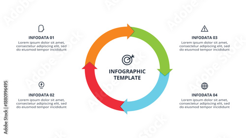 Abstract arrows of graph, diagram with 4 steps, options, parts or processes. Vector business template for presentation