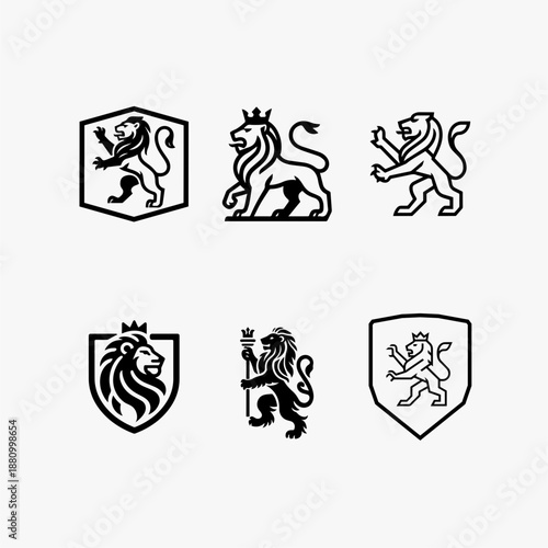 Tableau sur toile lion herald logo, lion logo, luxury lion logo, heraldic lion logo, corporate lio