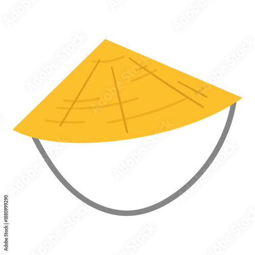 Traditional Vietnamese conical hat symbol of Asian culture. Flat vector illustration isolated on white background. Cultural element for Lunar New Year design, education projects or travel graphics