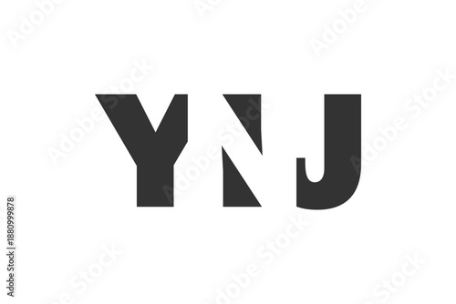 YNJ logo design. Initial letter Y N J bold font style for tech startups, consulting, corporate branding. Creative company name, headlines typography identity, trendy logotype.