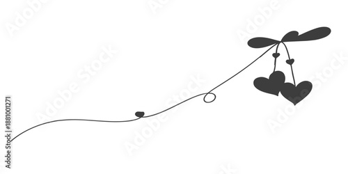 A heart shaped necklace made of rope and string sits within a macro wire frame decorated with a needle, thread, and a vector illustration of a fly on a green leaf