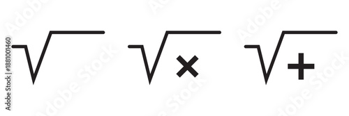Square Root Vector Icon Set – Math Symbol in Line and Solid Glyph Style for Web,
 App and Infographic Design