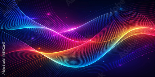 Dynamic blue fractal realms abstraction featuring a futuristic light wave pattern and motion curves in a high-tech vector backdrop design for a sleek electronic wallpaper template