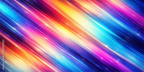Artistic digital wallpaper features a bright rainbow spectrum with a colorful gradient wave and blue motion lines on a textured backdrop