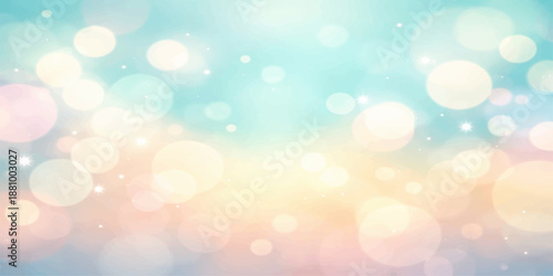 An abstract colorful background featuring a bright blue bokeh pattern with soft glowing light circles and blurred holiday glitter for a magic defocused wallpaper design