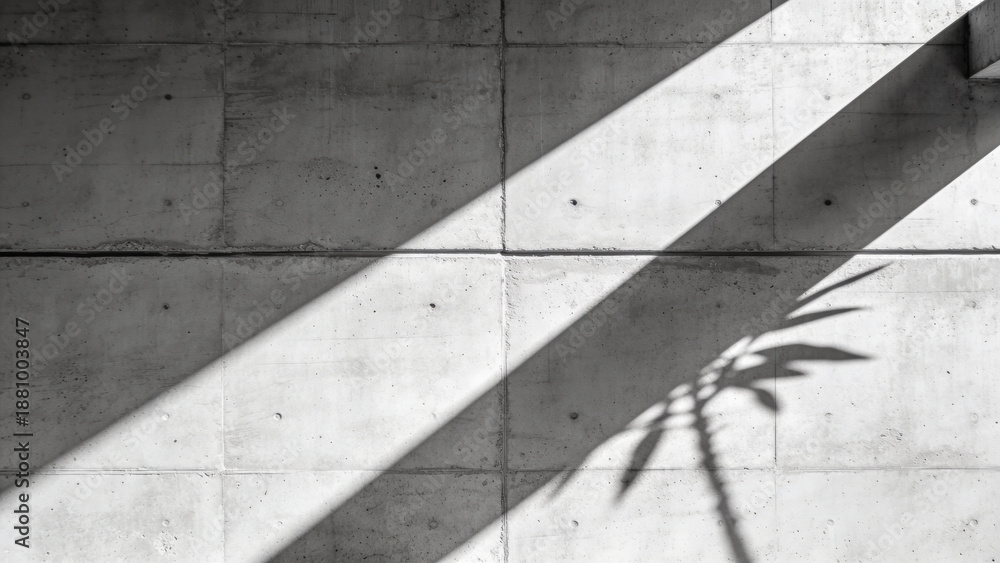Fototapeta premium Sunlight and Leaf Shadow on Raw Concrete Wall Texture