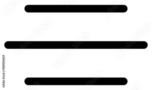 Minimalist black vector icon featuring three horizontal lines with rounded ends, symbolizing center alignment and order. Ideal for modern website UI, app interfaces, and document design.