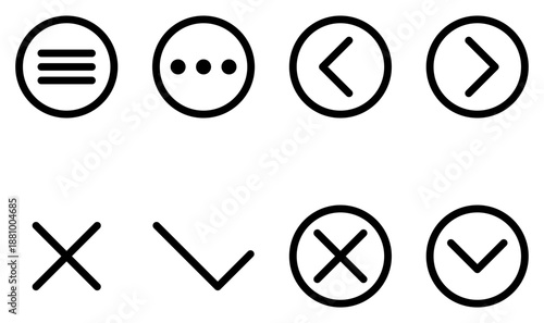 Versatile set of black outline icons for web and app UI. Featuring navigation, menu, and action symbols, its perfect for creating a clean, professional, and intuitive user experience.