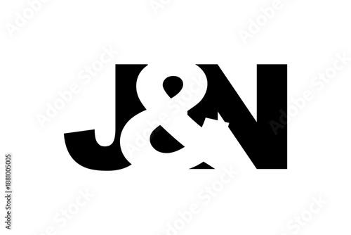 JN logo design in bold style. Black white identity symbol. Modern typography emblem. Corporate branding icon.