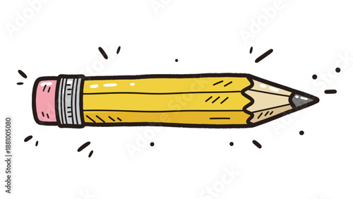 Yellow Pencil with Pink Eraser Illustration.