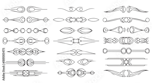 A collection of various ornate divider designs on a white background flourishes dividers decorative border design concept