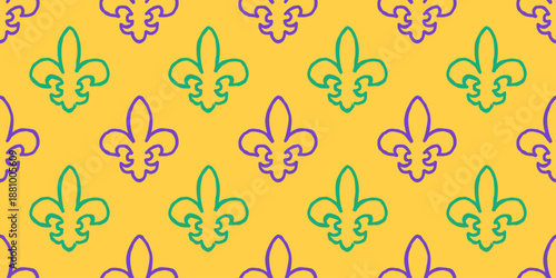 Classic Mardi Gras fleur de lis seamless pattern