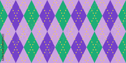 Mardi Gras diamond harlequin seamless pattern in festive colors