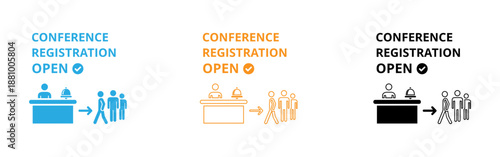 Conference registration open sign