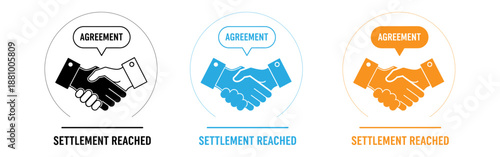 Handshake icons for agreement and settlement