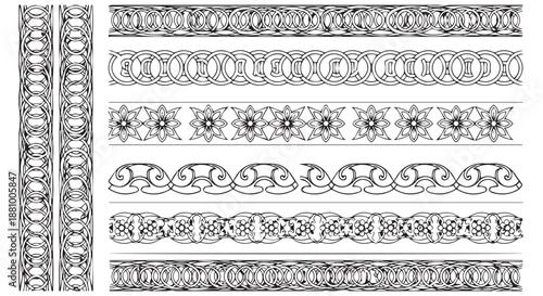 A collection of intricate black and white ornamental border designs on paper dividers decorative border design concept