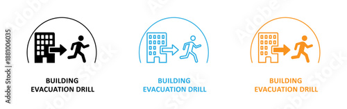 Building evacuation drill icons