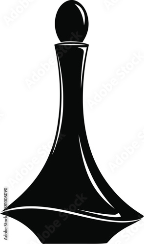 Luxury black bottle with stopper isolated on transparent background vector illustration graphic design elegant