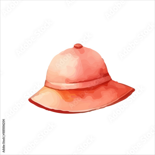 Watercolor autumn-spring-summer collection of children's hats. hat, headdress, cap, beret, fedora, trilby, cloche, panama, boater. Vector.