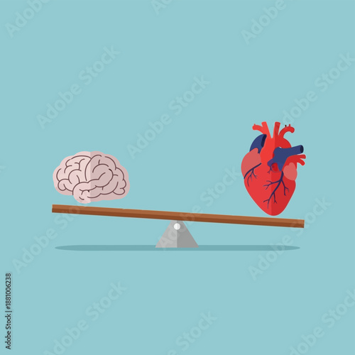 Brain and Heart on Balance Scale.