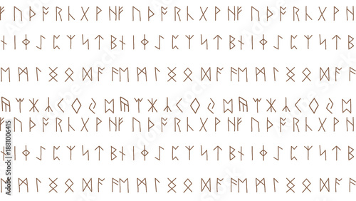 Photos Ancient runic alphabet symbols on white background for design