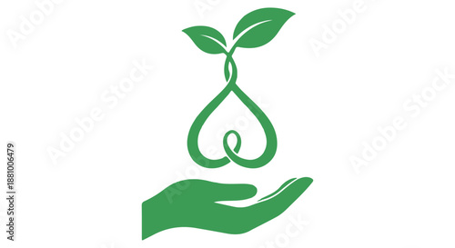 A green hand holding a plant with leaves symbolizing eco friendly growth and harmony dividers decorative border design concept