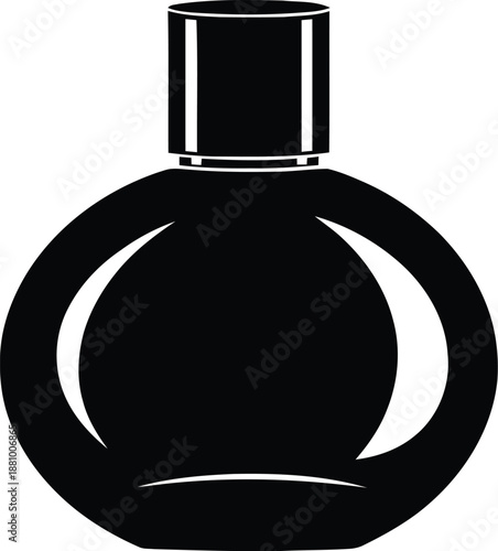 Abstract modern spherical perfume bottle silhouette unique luxury scent container packaging vector illustration for glamour and elegance promotion
