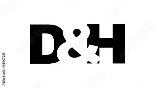 DH logo design in bold style. Black white identity symbol. Modern typography emblem. Corporate branding icon.