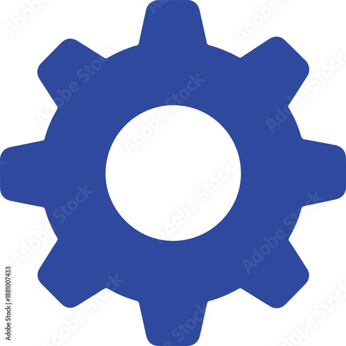 Abstract Blue Gear Cog Icon for Technical Settings Maintenance and Industrial Service