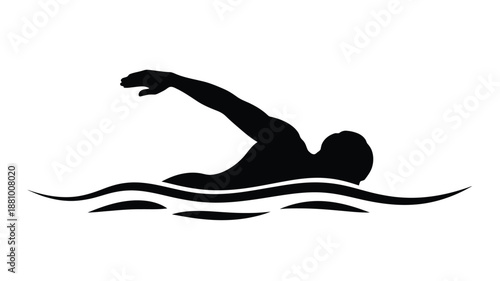 A swimmer in motion captured as a striking black silhouette