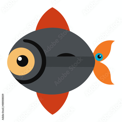 Vector art illustration of a futuristic innovative marine fish with sensors and cameras on its head