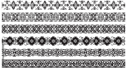 A collection of intricate black and white ornamental border designs flourishes dividers decorative border design concept