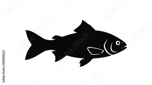 A simple black fish shape a minimalist graphical representation silhouette