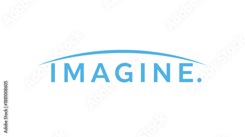 Blue curved line with the word imagine a striking silhouette
