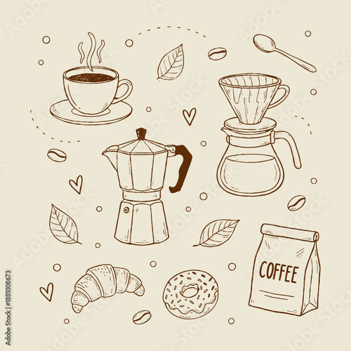 Coffee Maker and Pastry Doodle Set